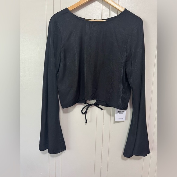 Princess Polly Rhydian Long Sleeve Tie Top Black - Picture 2 of 15